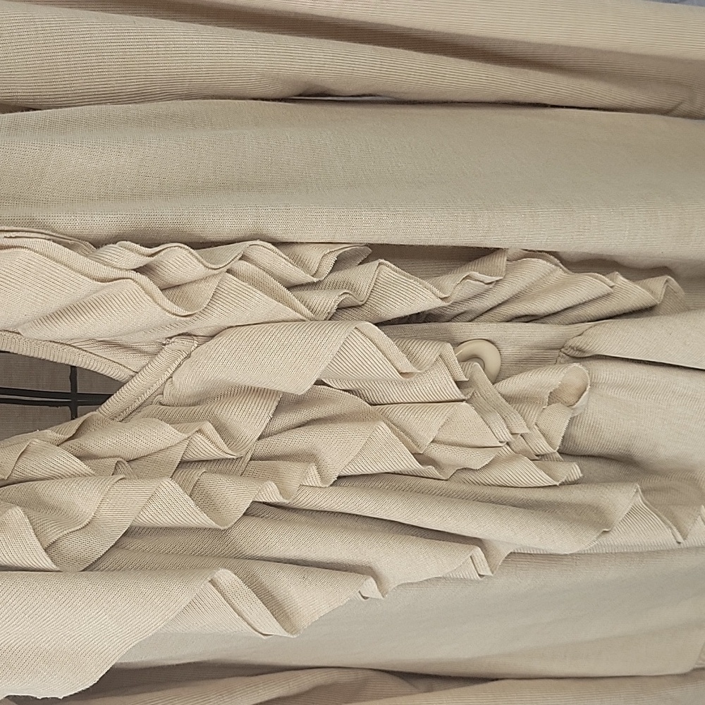 Boston Proper Cream Ruffle Cardigan‎ Large - Picture 3 of 8